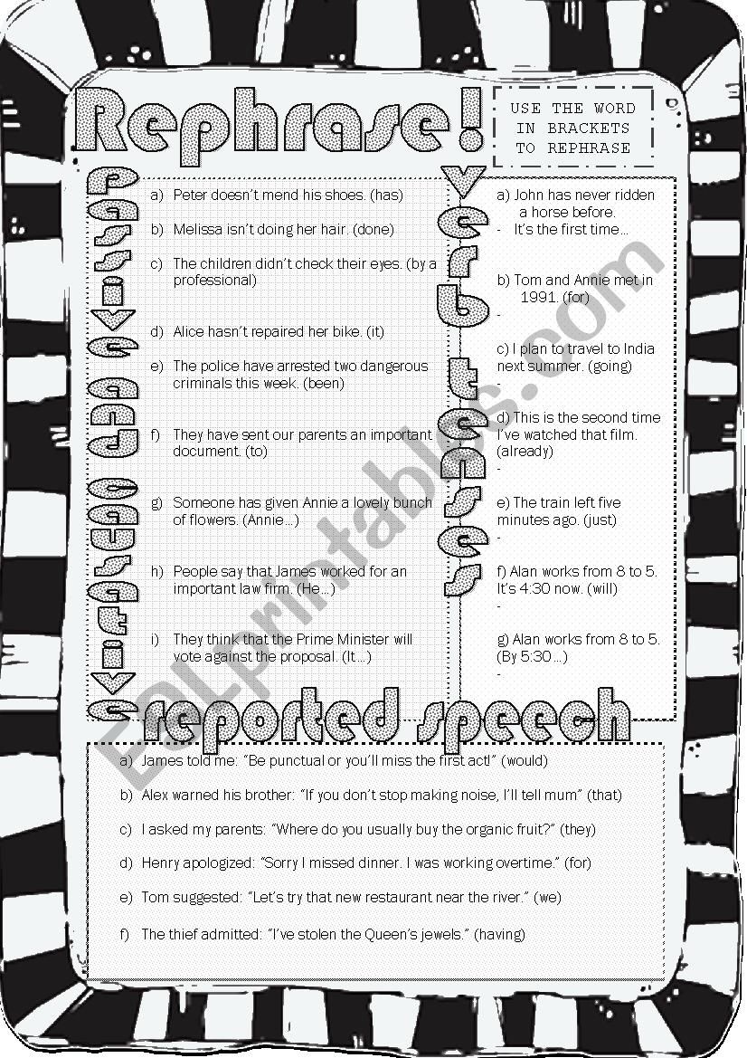 Rephrase! worksheet