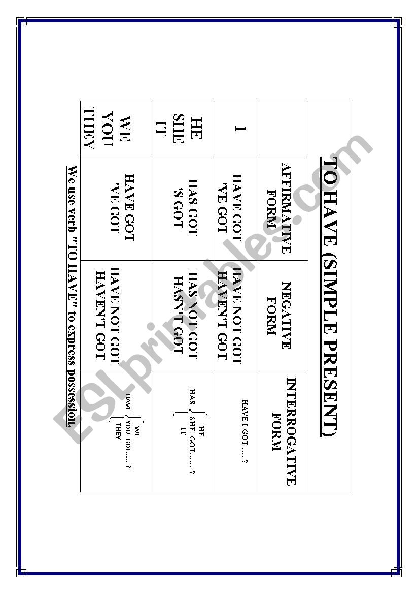 verb to have esl worksheet by sweet dreamer