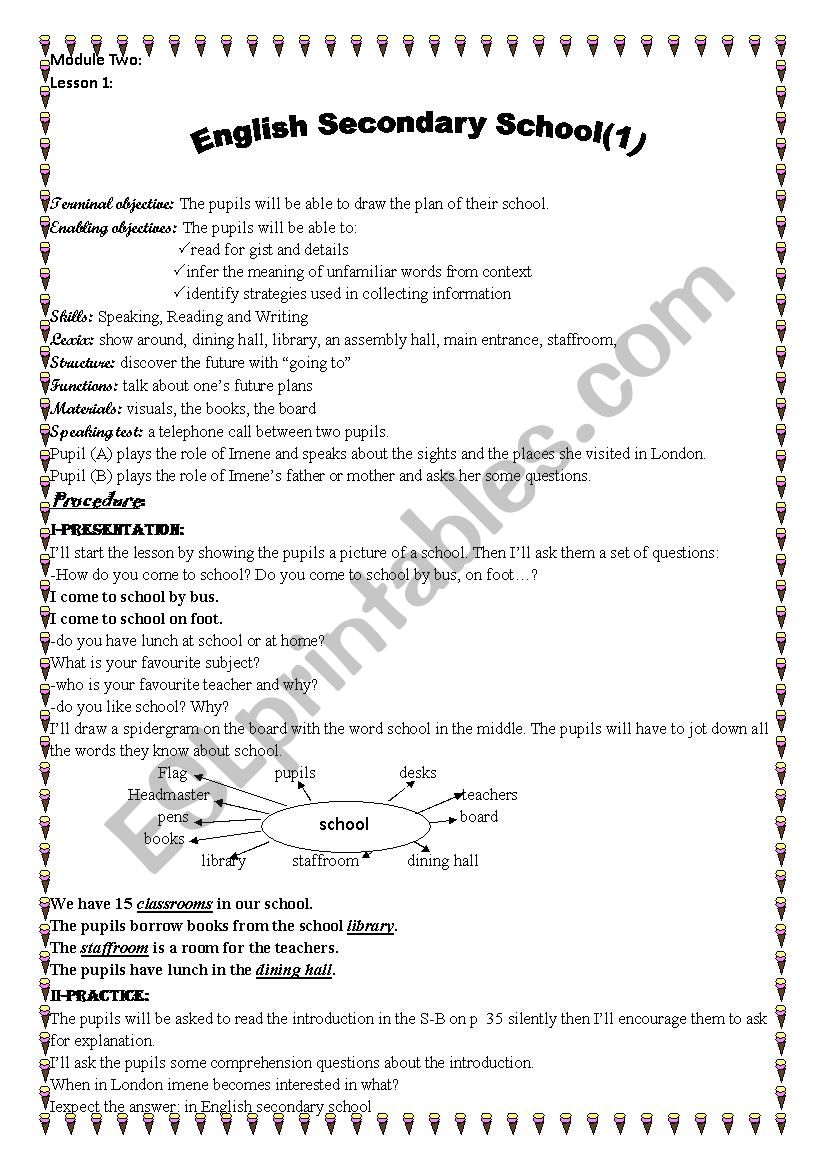 English Secondary Schools worksheet