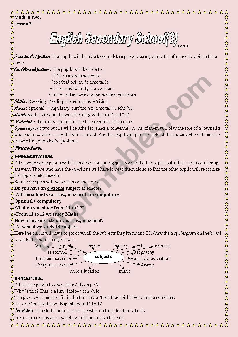 Lesson 3 Module 2  English Secondary School( 3) Part 1+2