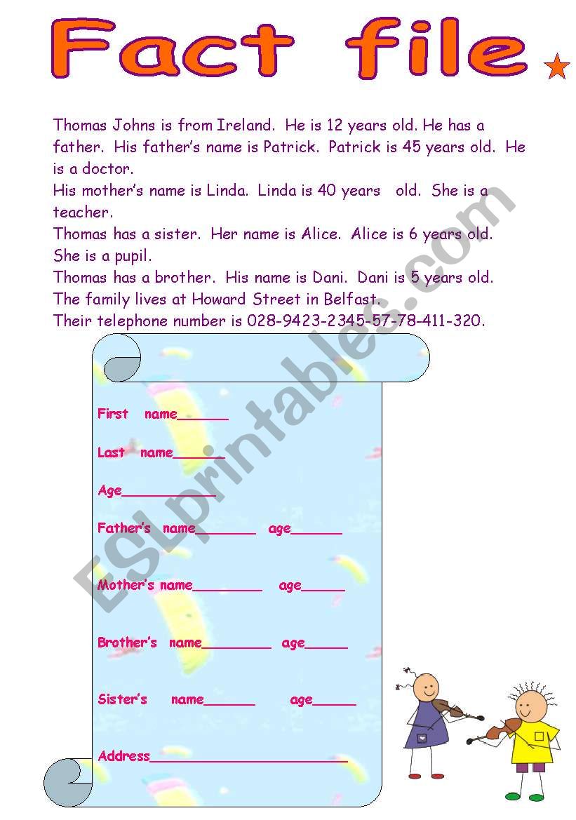 Fact file worksheet