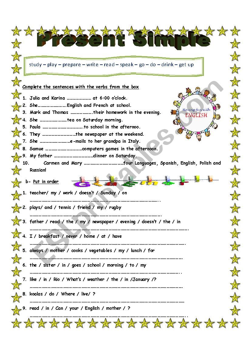 Present Simple worksheet