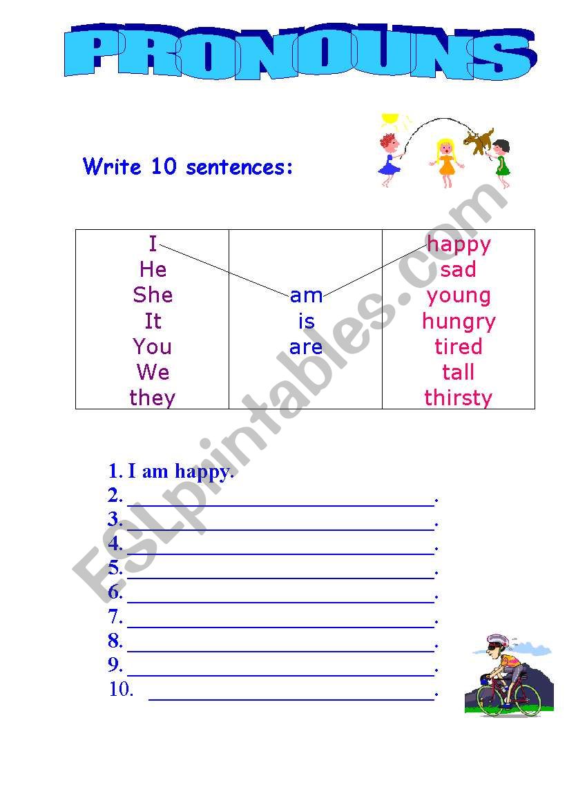 Pronouns worksheet