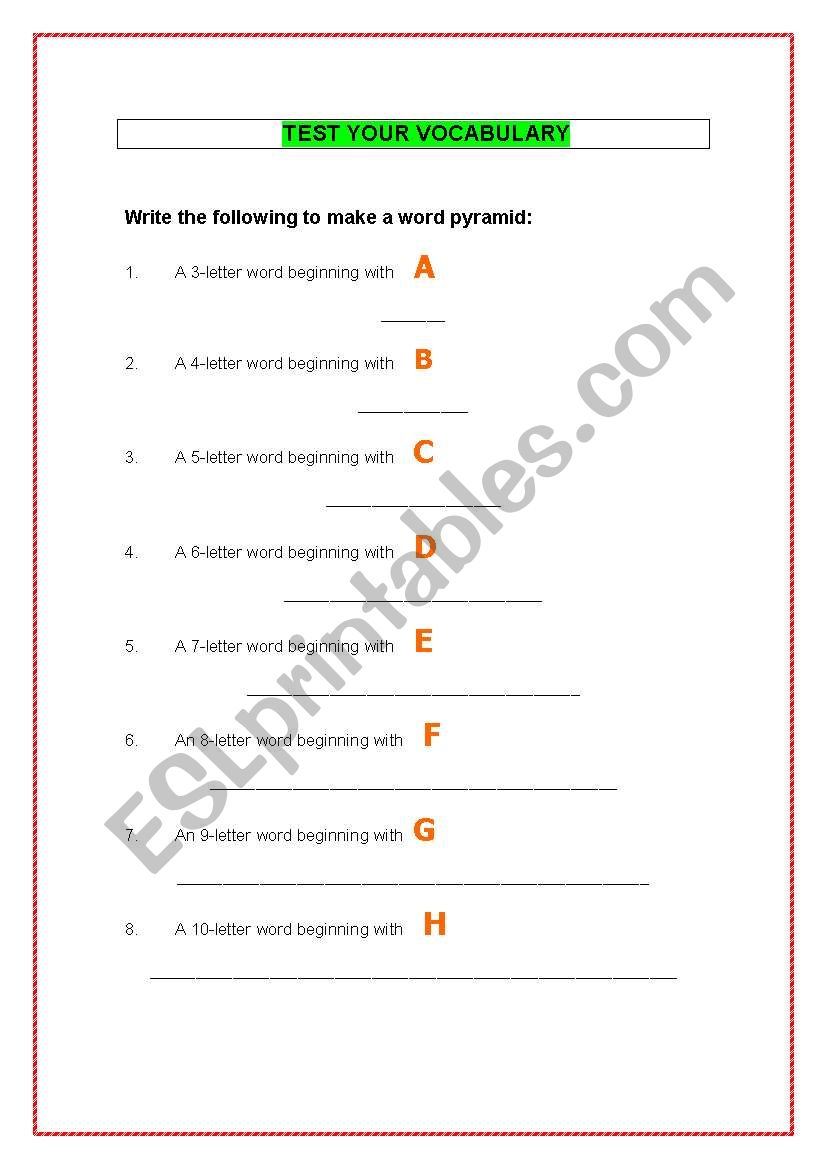 vocabulary worksheet worksheet