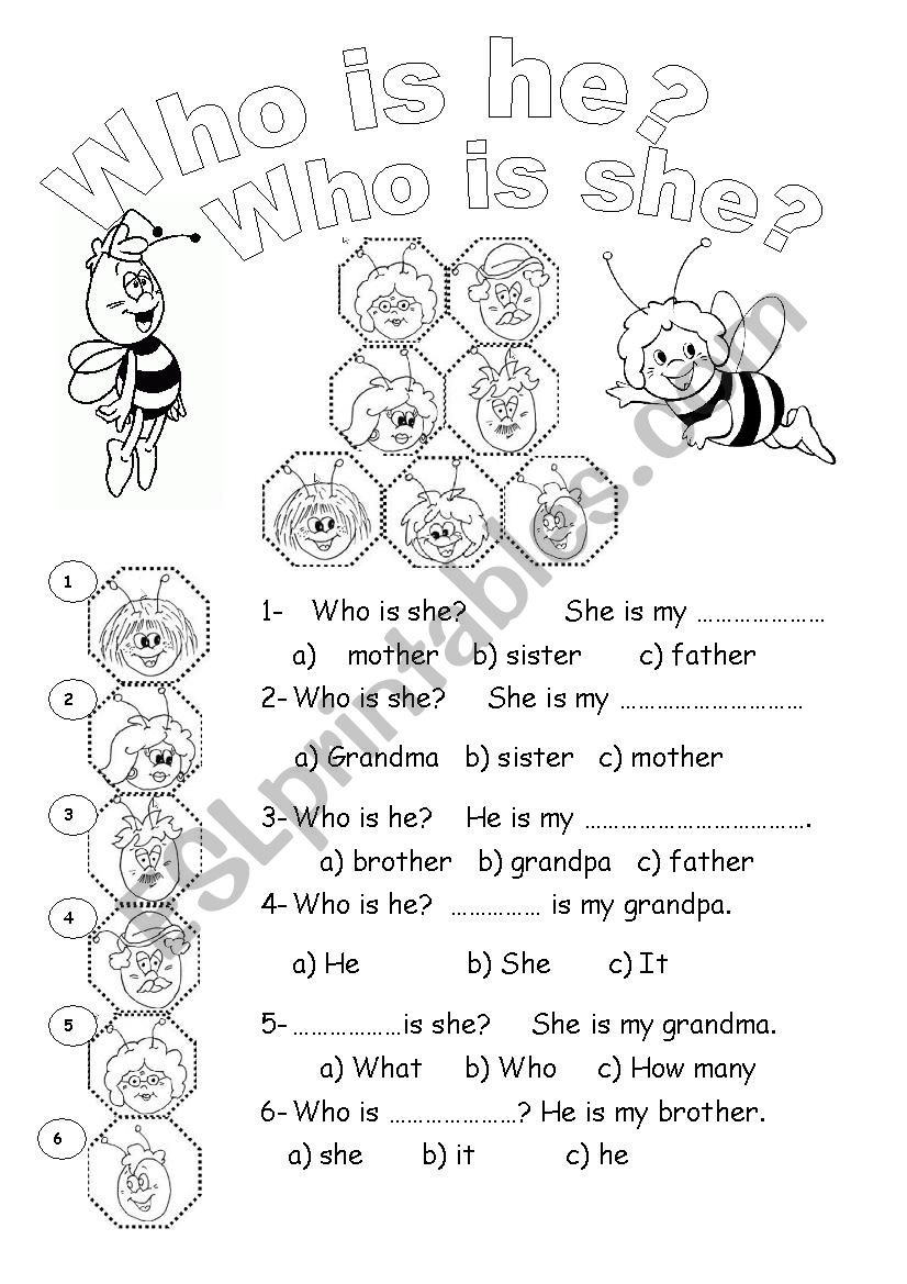 Who is she? Who is he? worksheet