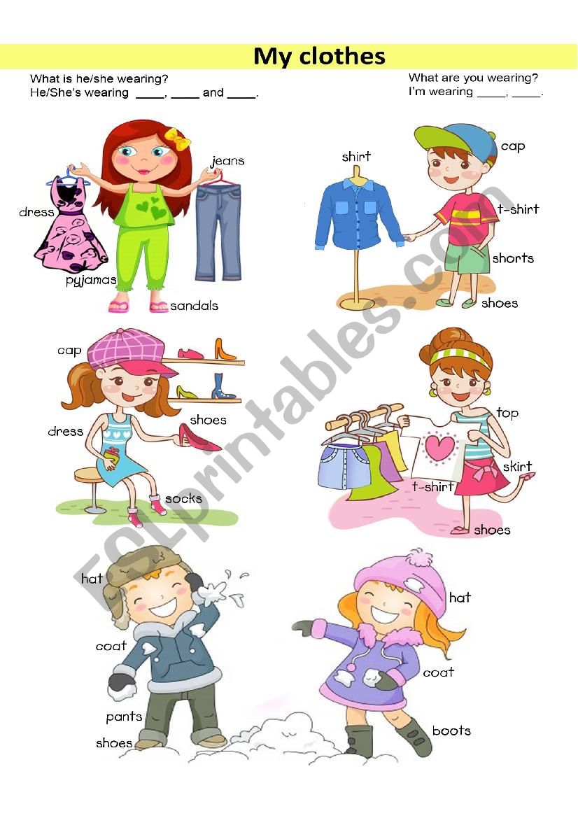 clothes worksheet