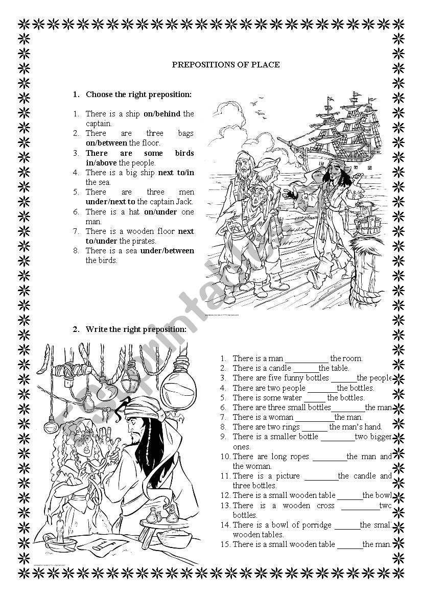 Prepositions of place worksheet