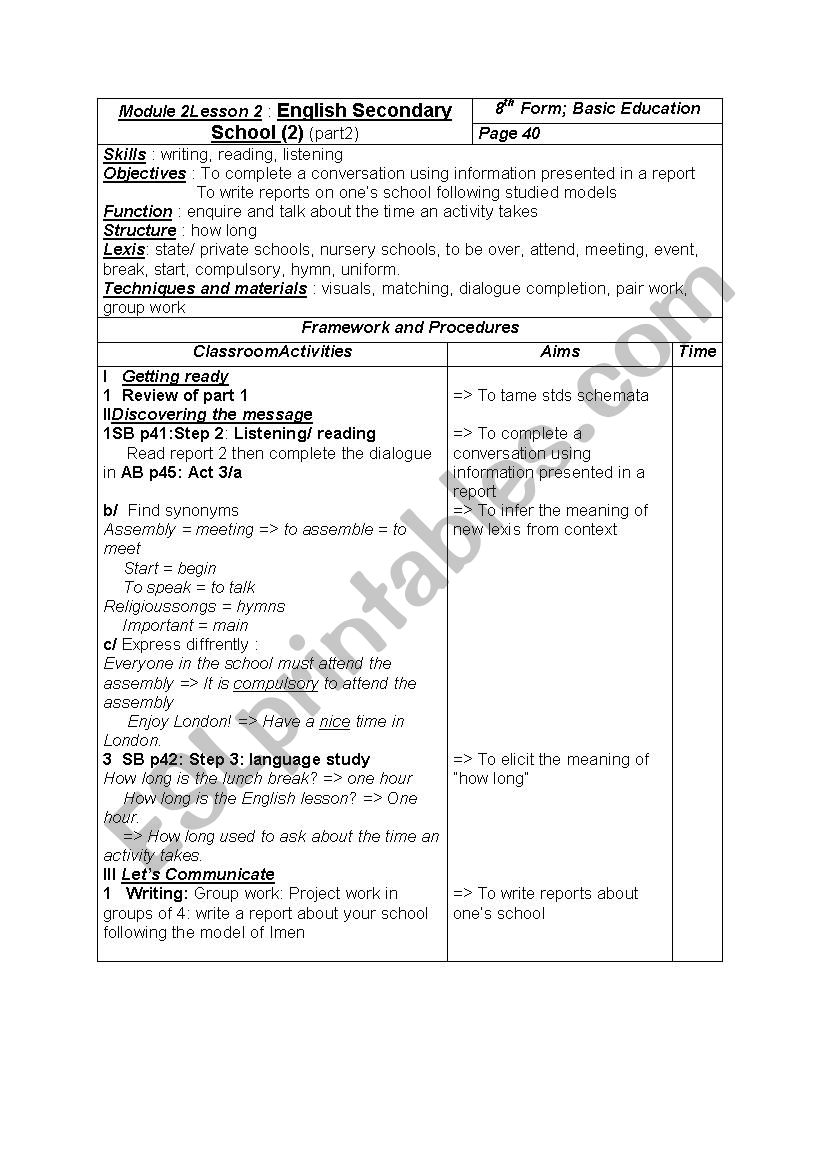 8th form module two lesson two english secondary school (part 2)