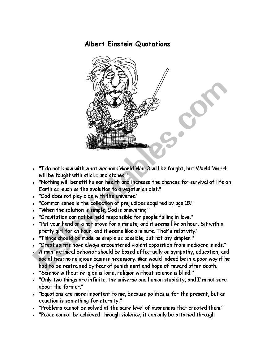 Albert Einstein Quotes worksheet