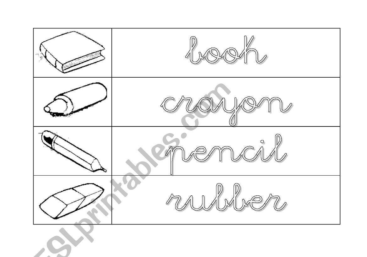 Pencilcase stuff worksheet