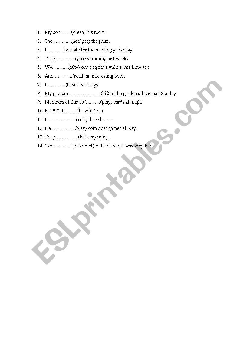 Past Simple worksheet