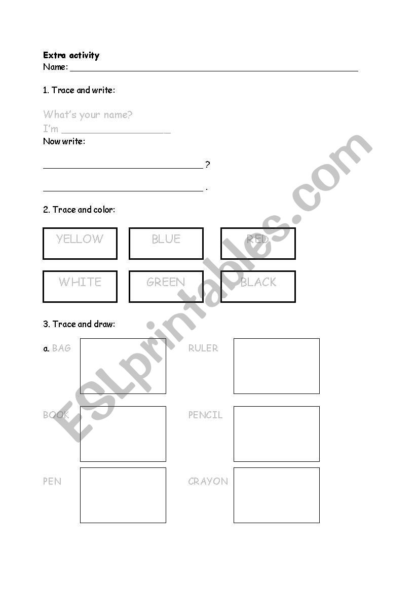 Extra activity (kids) worksheet