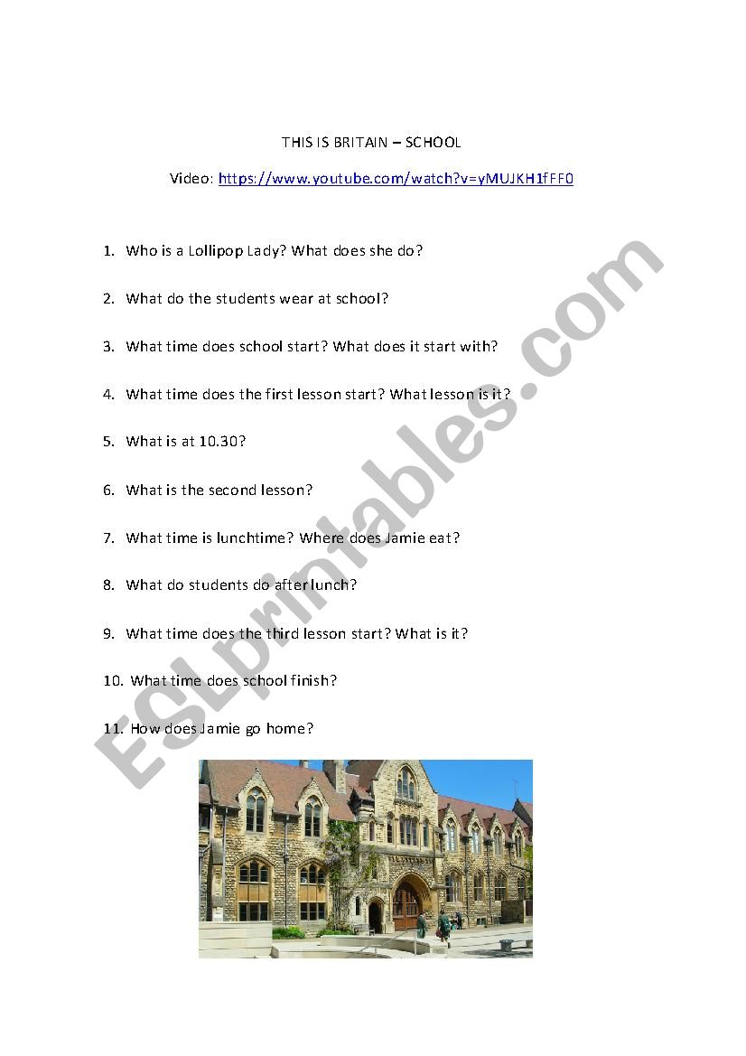 British school worksheet