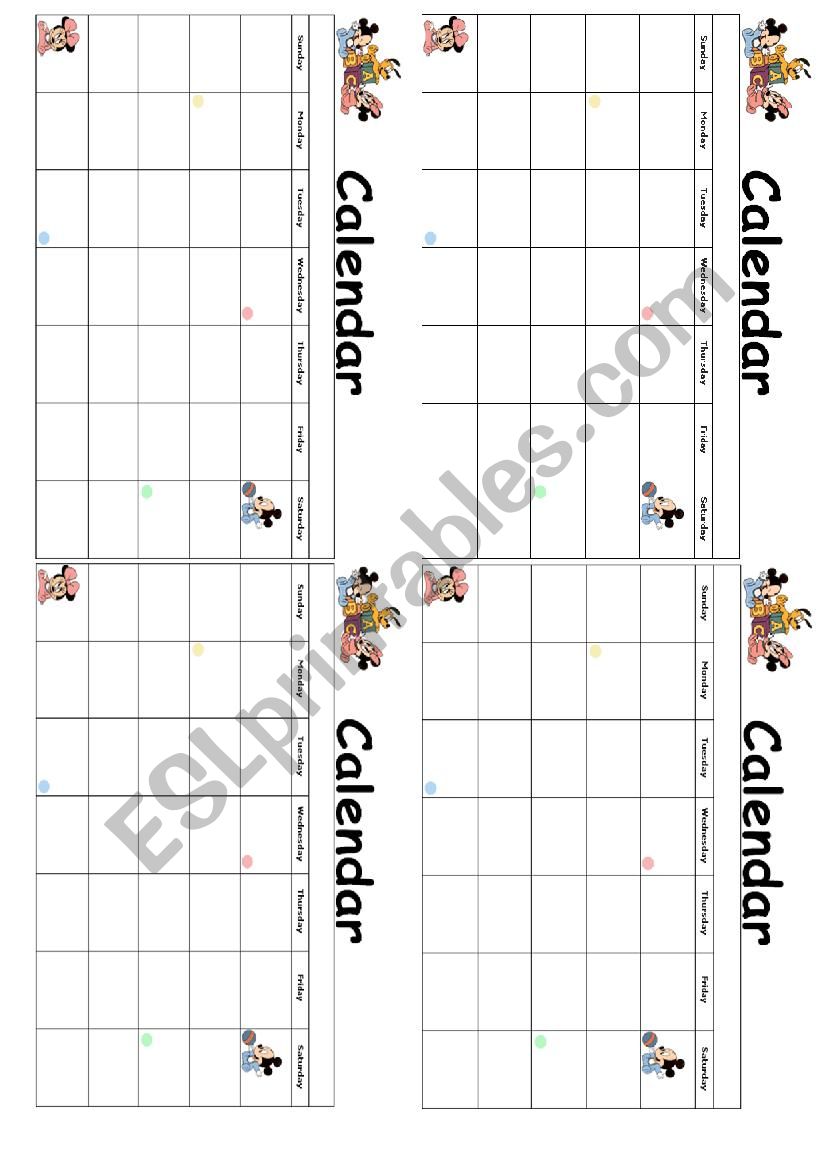 Calendar worksheet