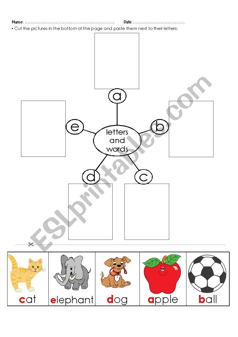 Alphabet Letters Mind Map worksheet