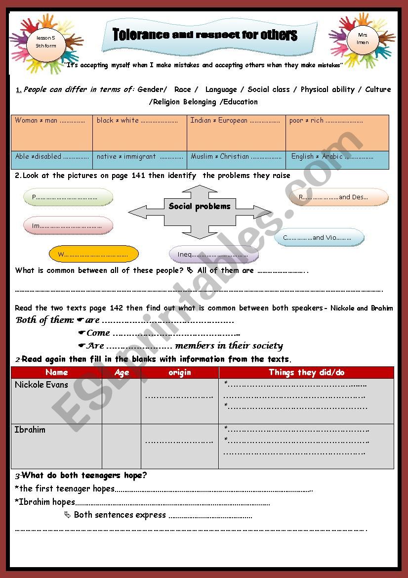 lesson 5 module 6 respect and tolerance