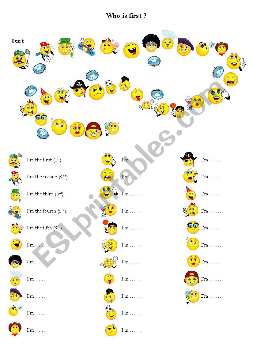 Ordinal Numbers worksheet