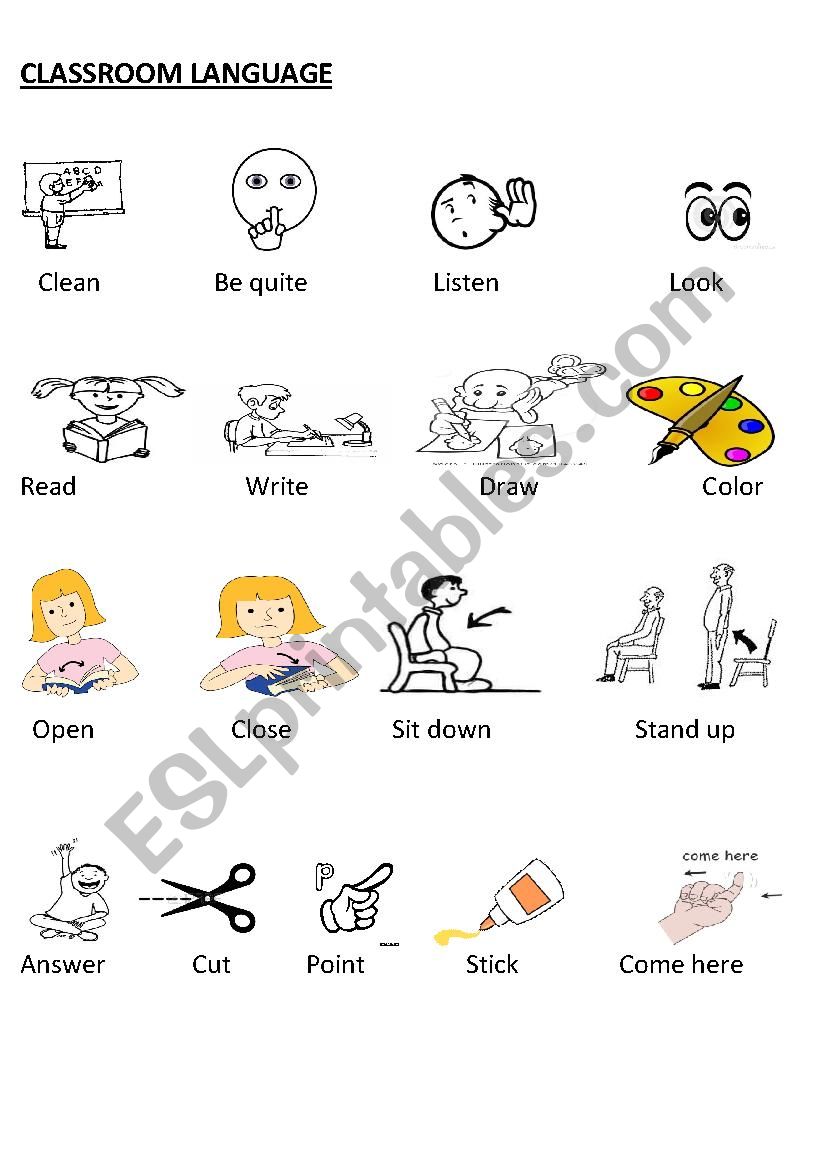 classroom language worksheet