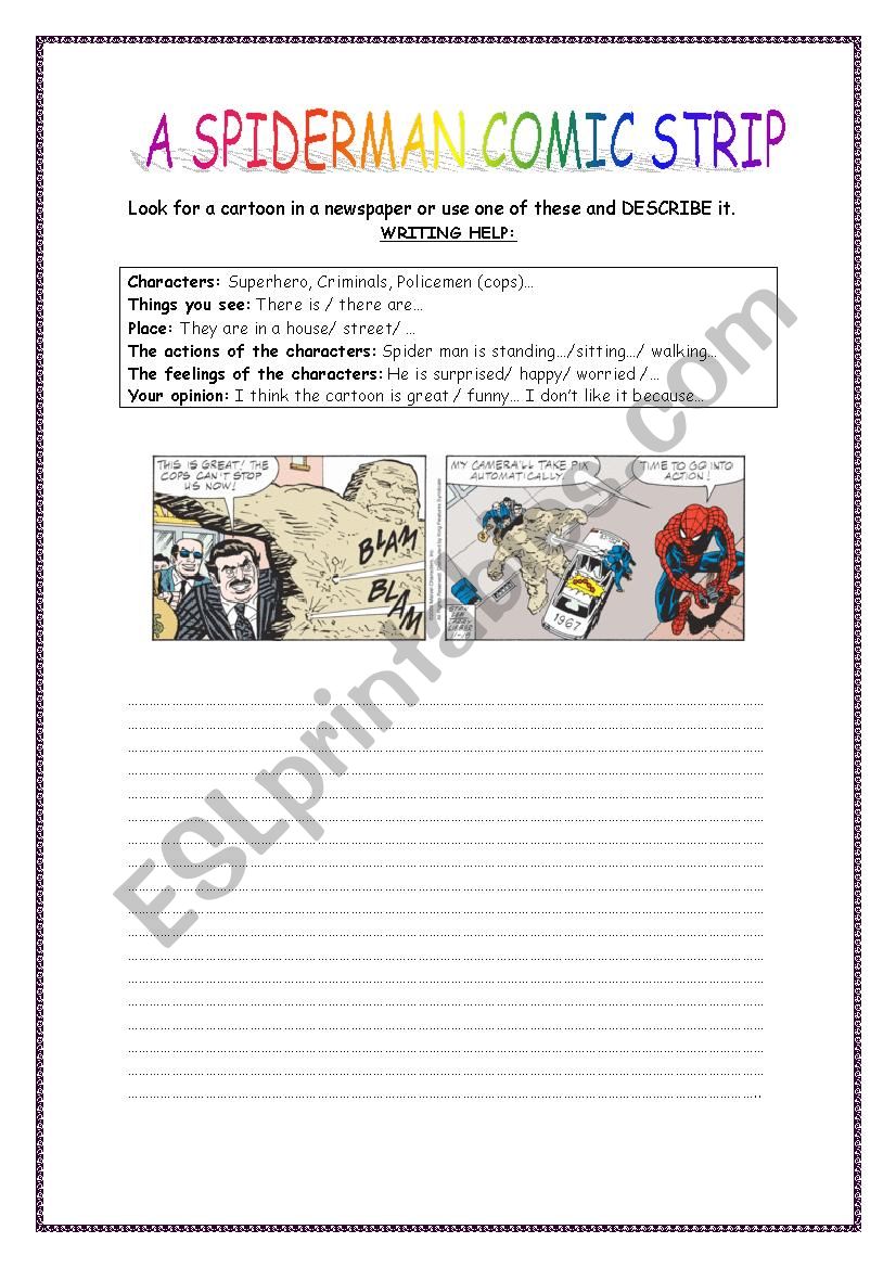 describe a cartoon. 2ÂºESO worksheet