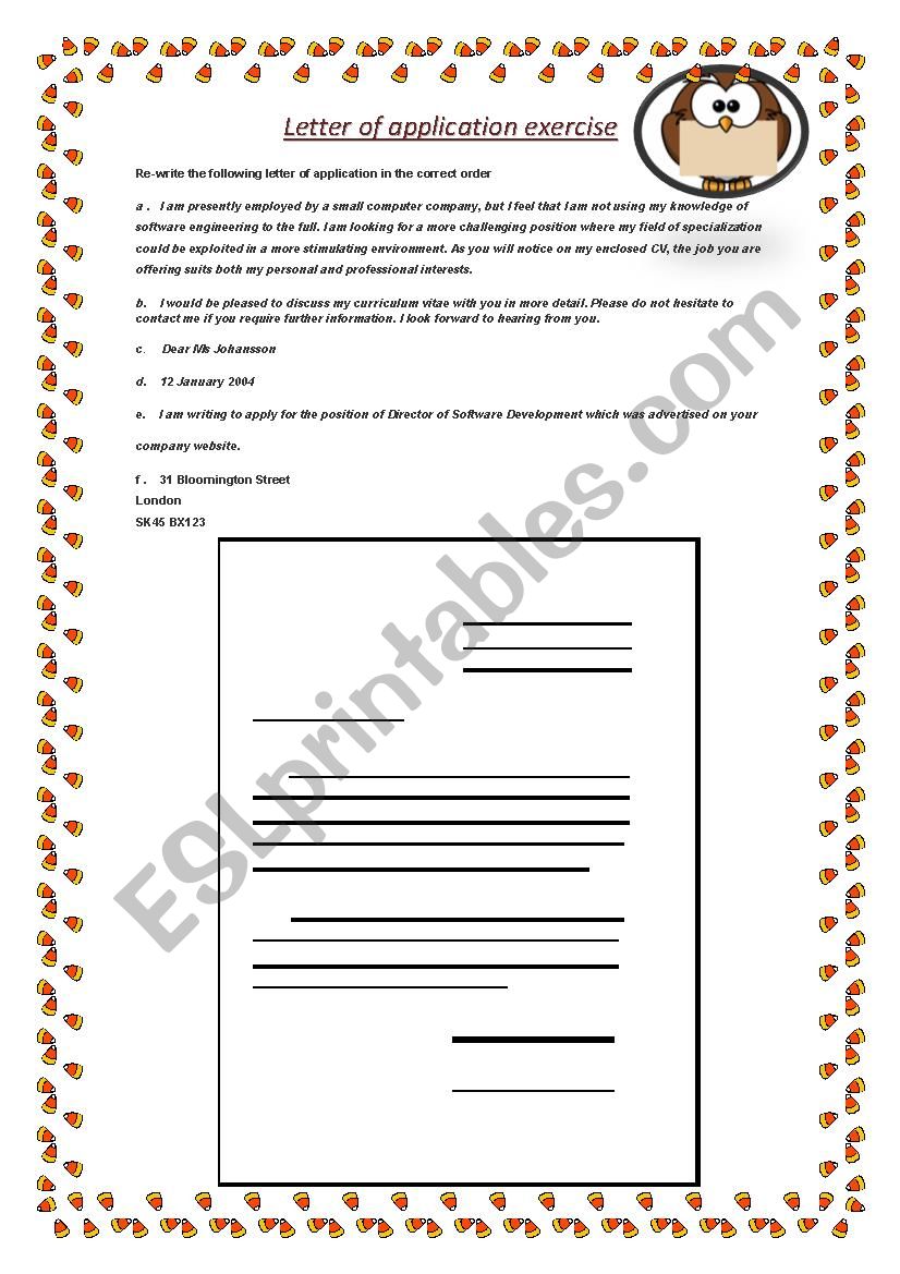 Letter of application exercise