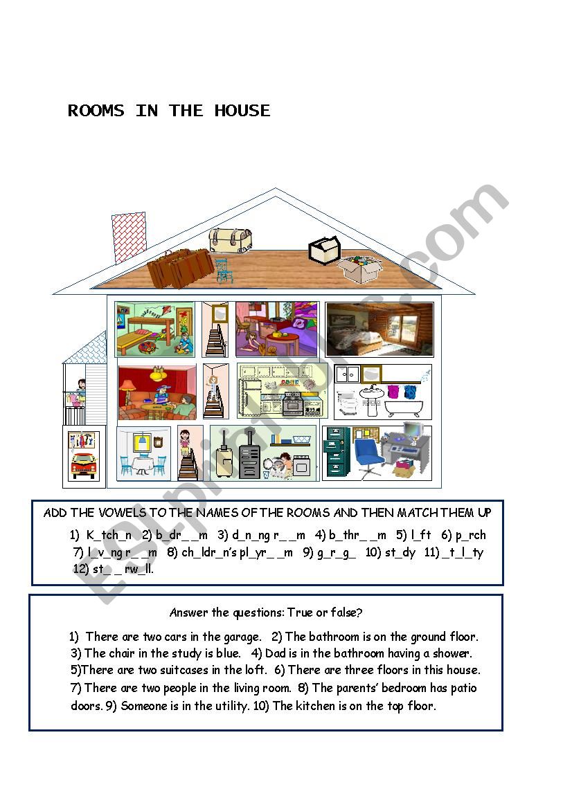 Rooms in the House worksheet