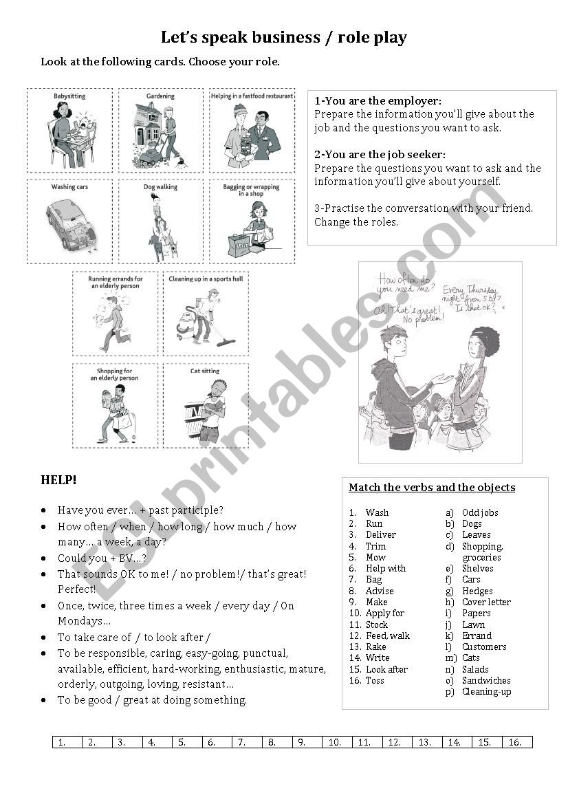 Lets play business worksheet