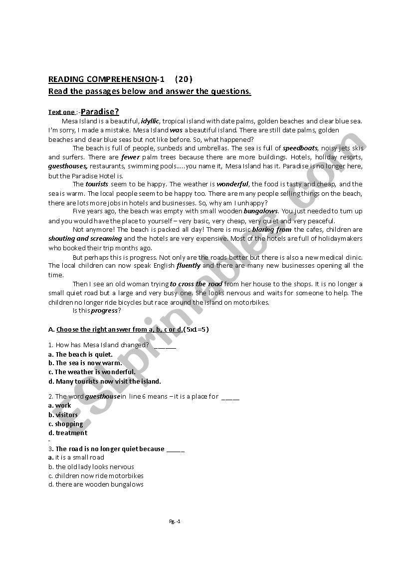 TEST worksheet