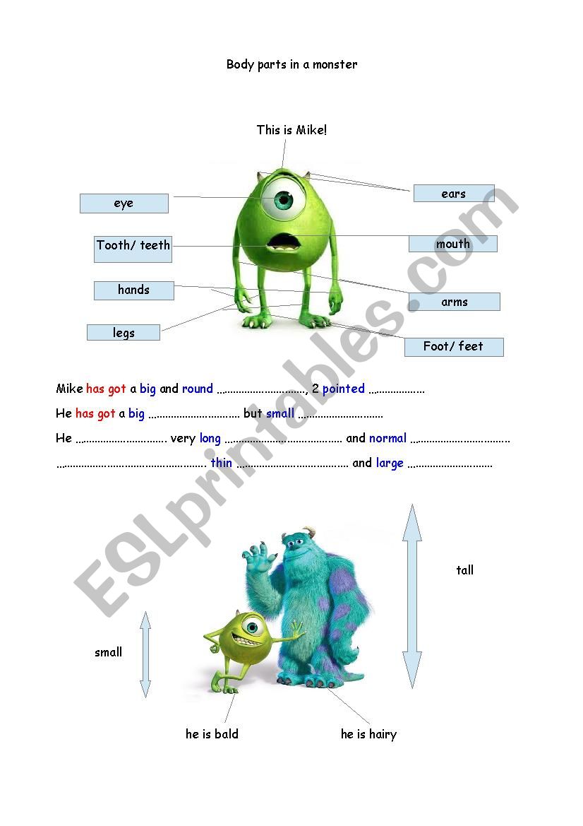 monster inc learn to describe a monster