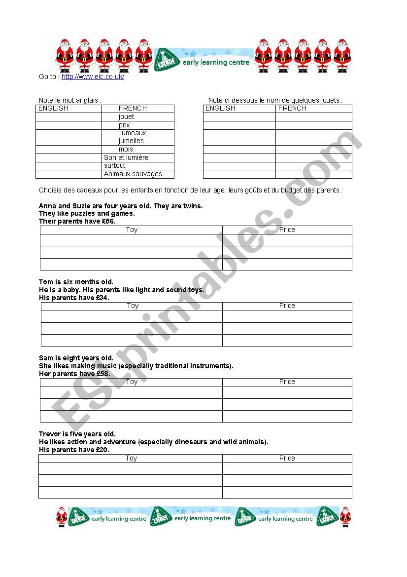 christmas worksheet