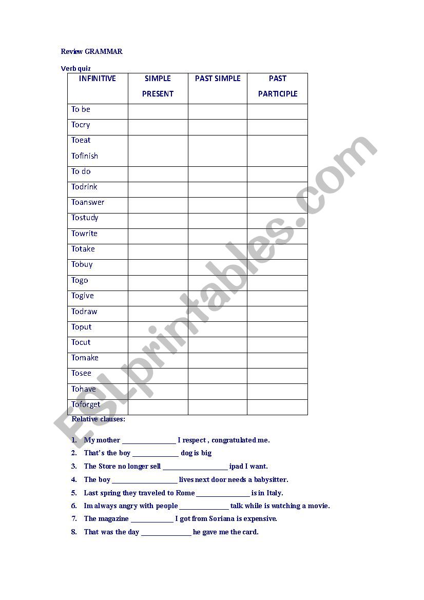 5th grade quiz worksheet