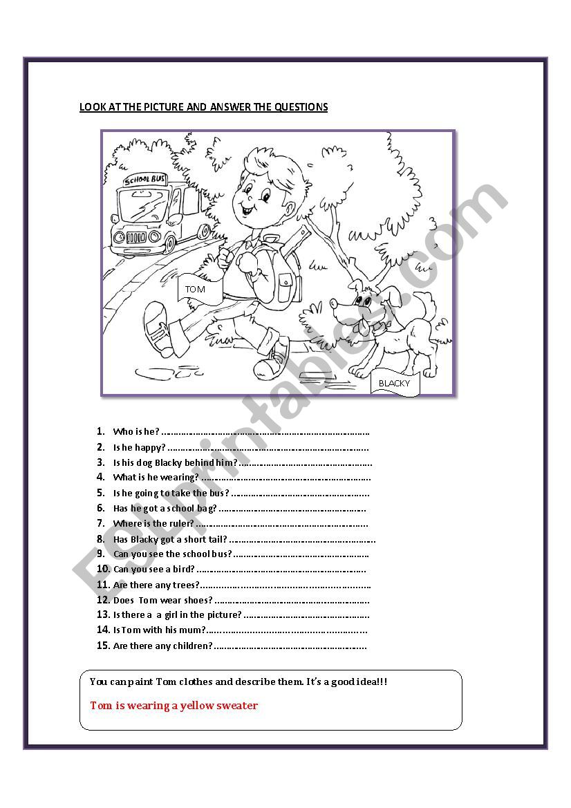 Look and answer worksheet