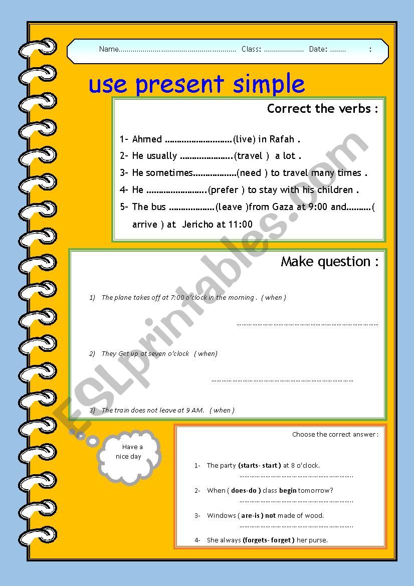 present simple  worksheet