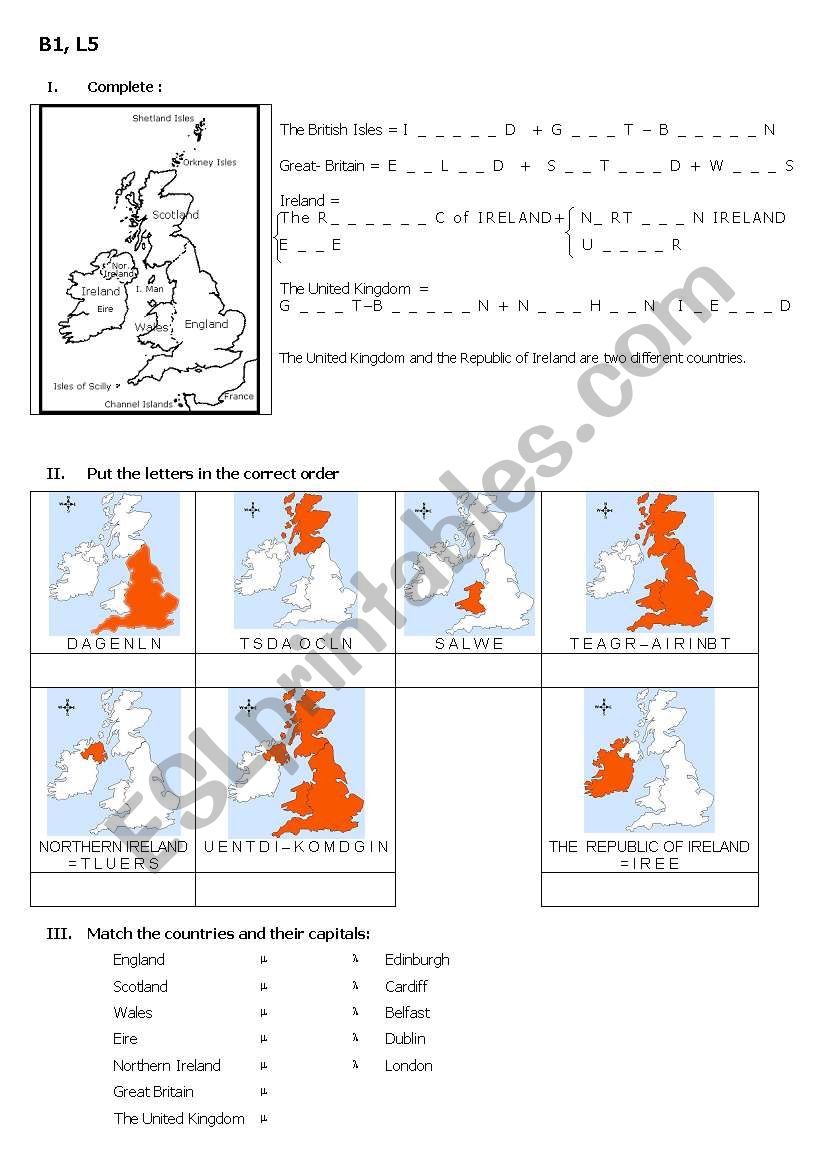 the British isles, part 1 worksheet