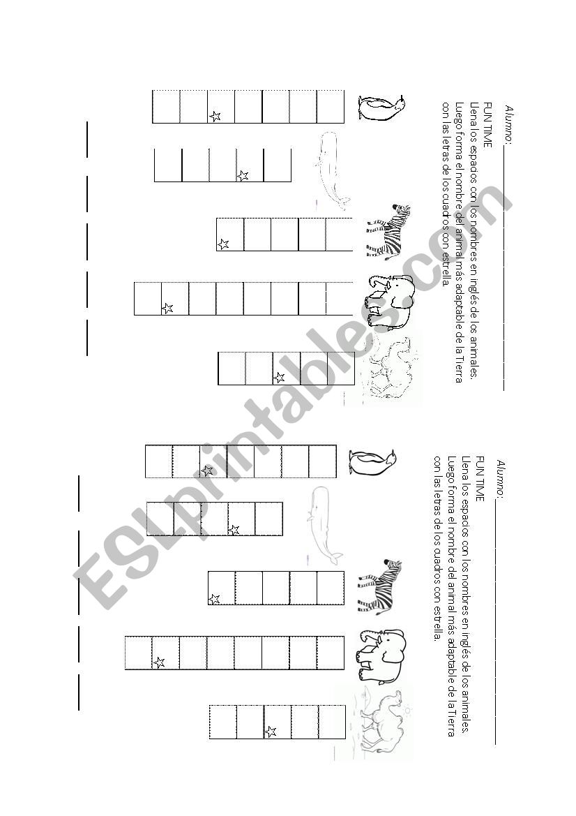 Animals worksheet