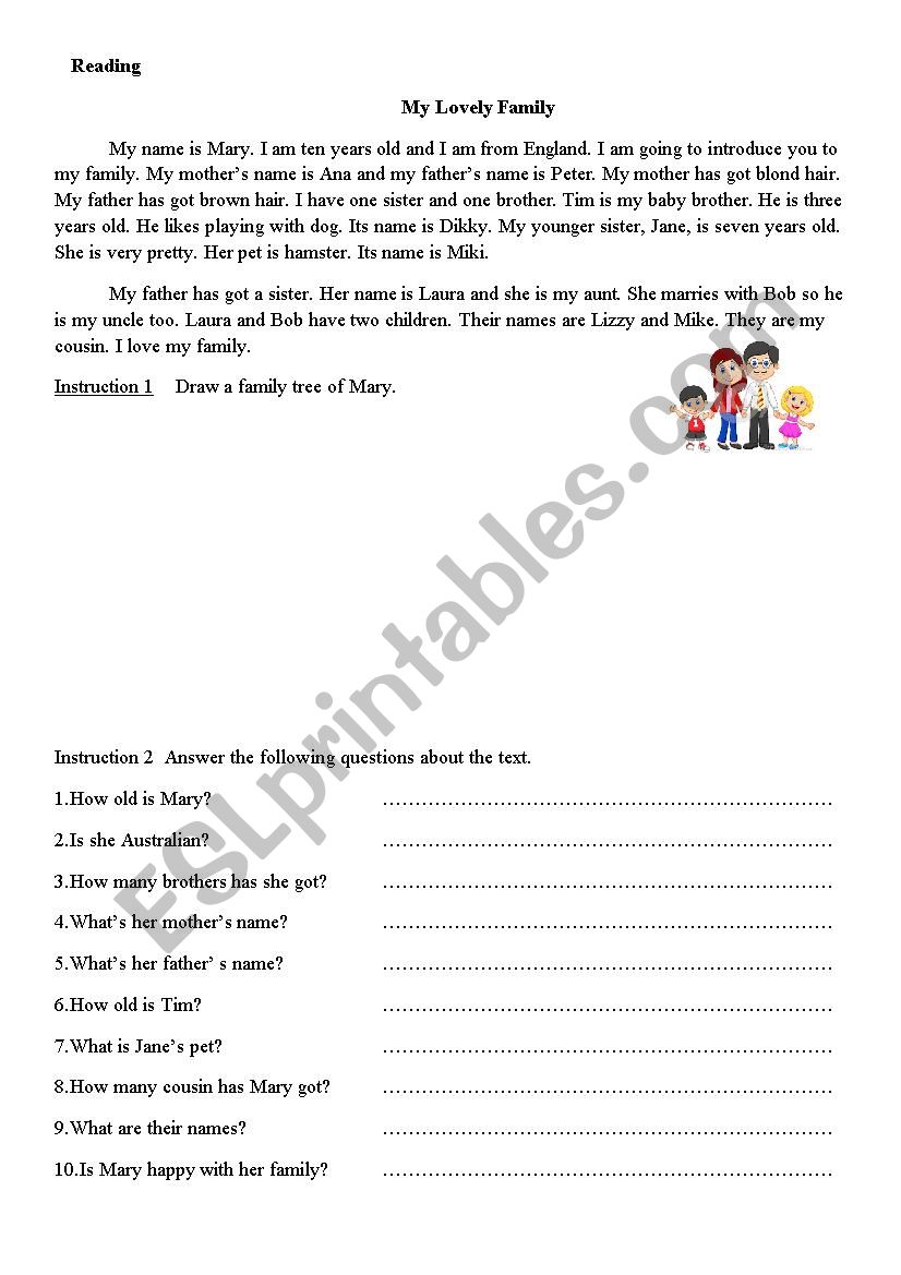 Family worksheet