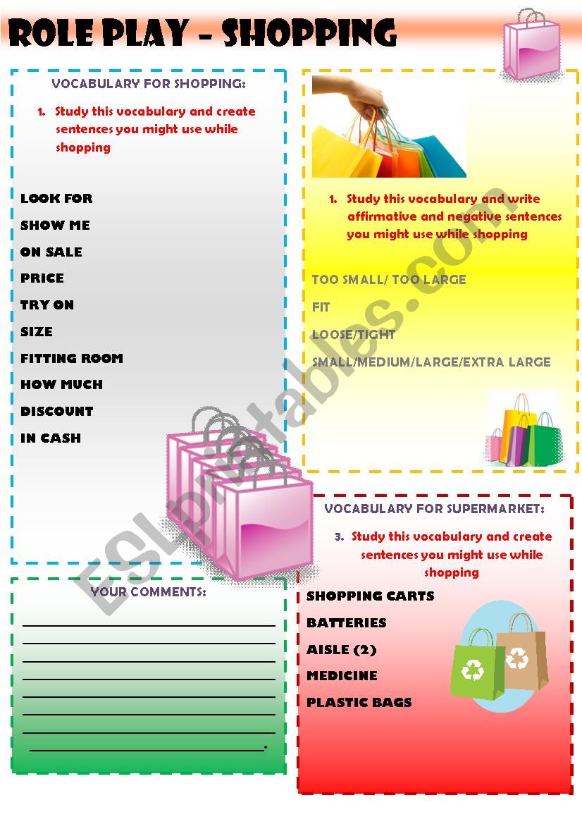 Role Play - Shopping! worksheet