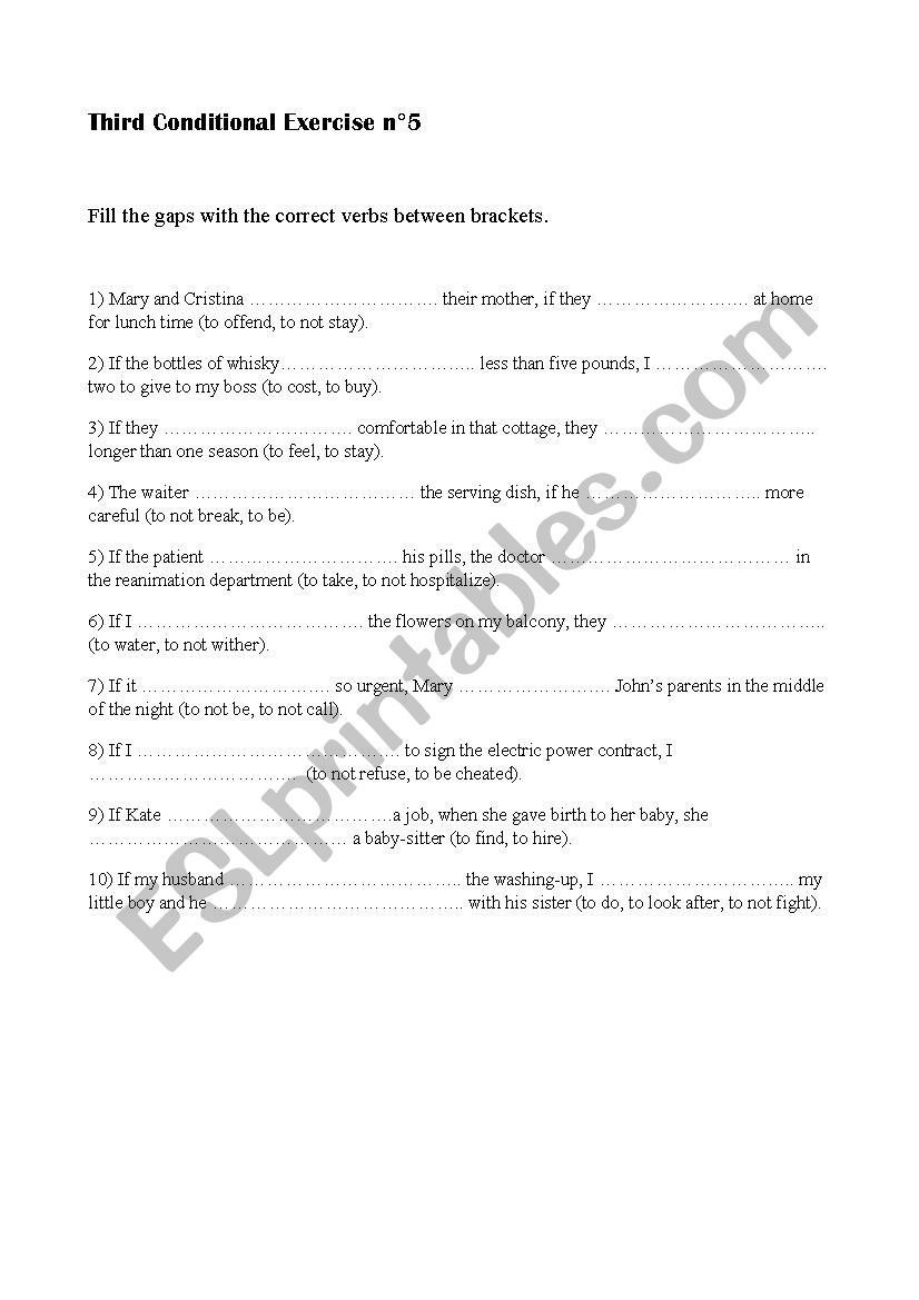 Third Conditional Exercise n5