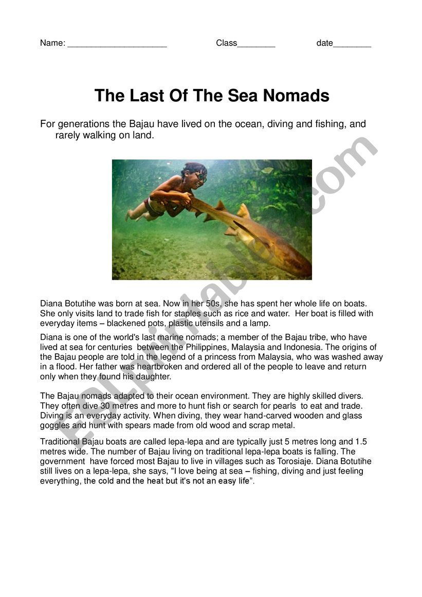 Sea Nomads - Reading and writing