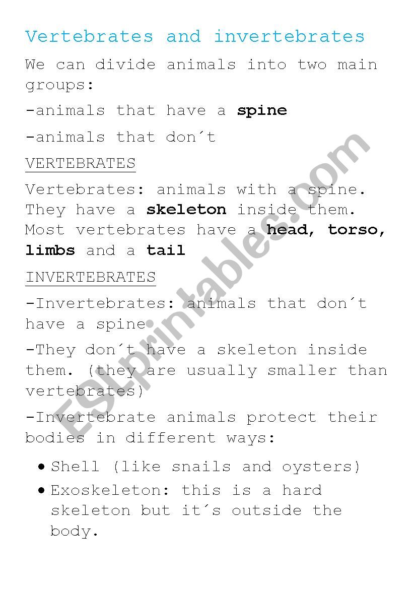 vertebrate and invertebrate animals