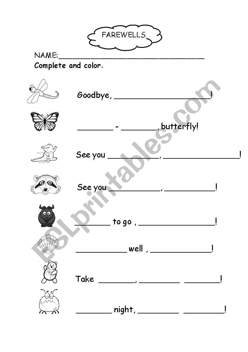 Farewell expressions worksheet