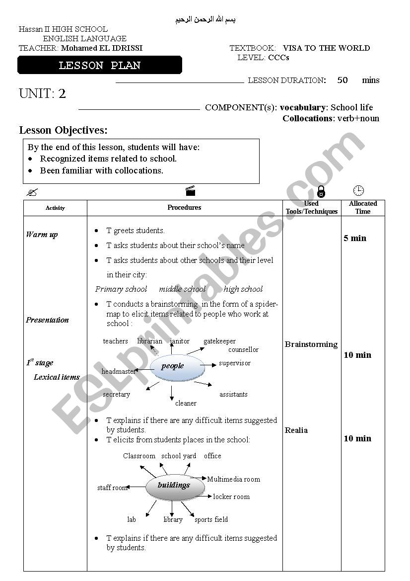 lesson plan:Education worksheet