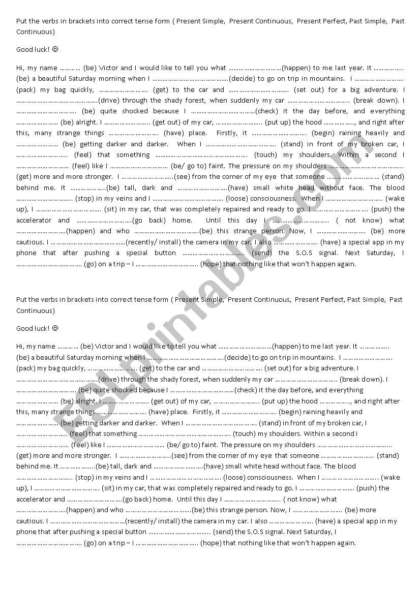 Mixed Tense Revision Worksheet