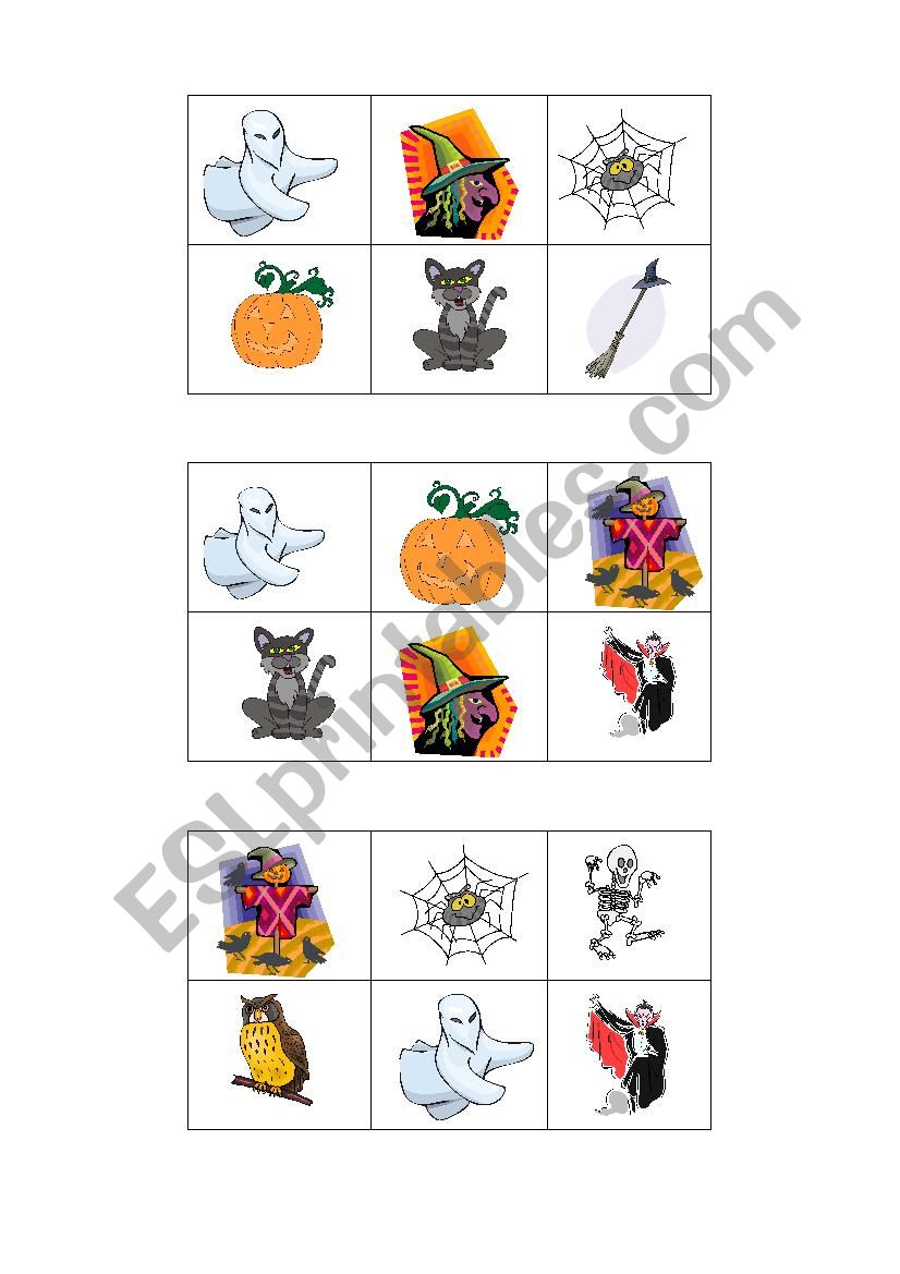 bingo Halloween worksheet