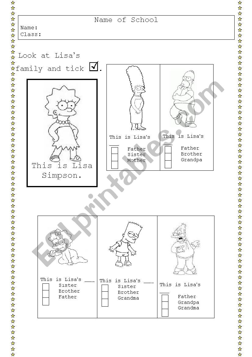 Family members SIMPSONS worksheet