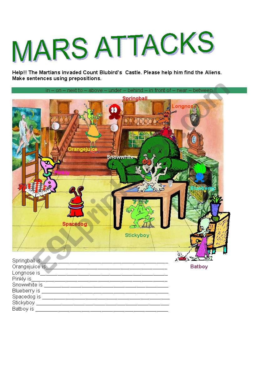 MARS ATTACKS worksheet