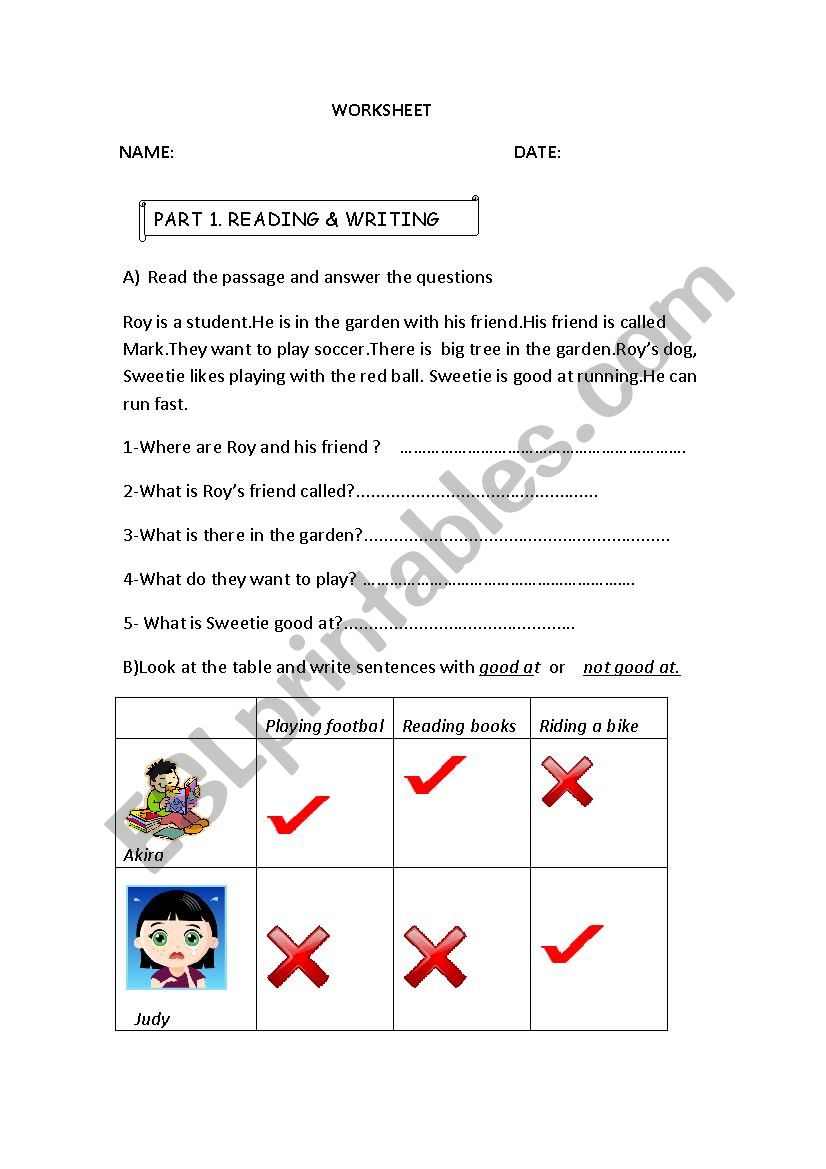 ItÂ´s good for kids worksheet