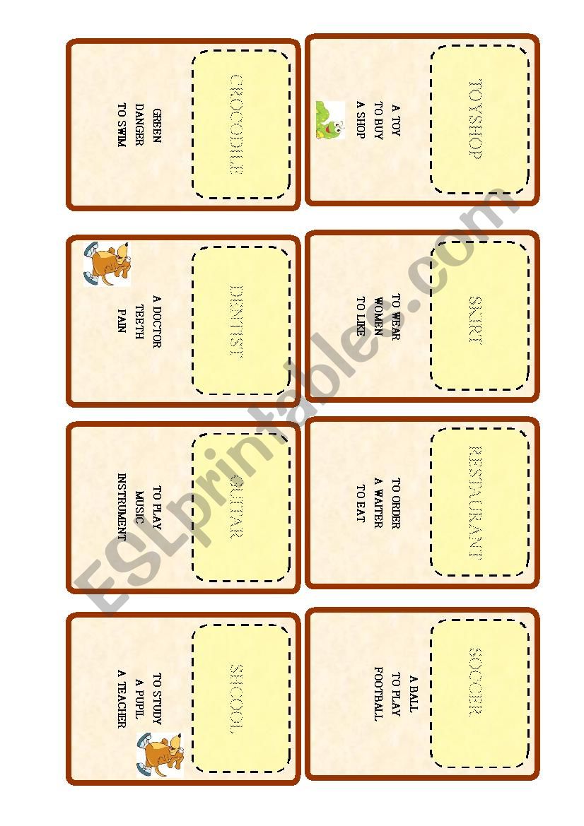 Taboo words worksheet