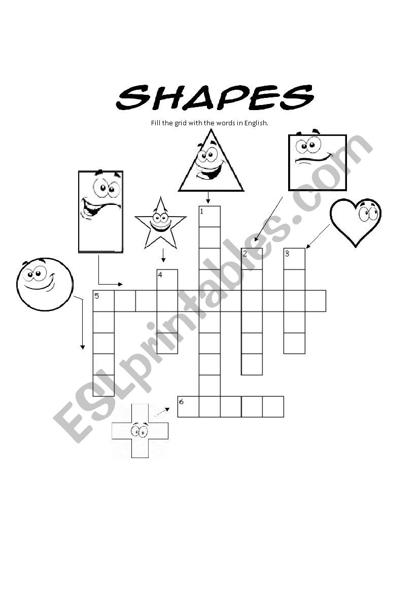 Shapes crosswords worksheet