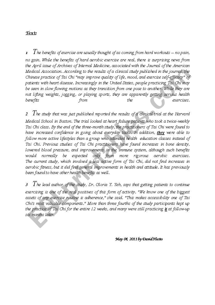 text for 4th level test ESL worksheet by rose hannou