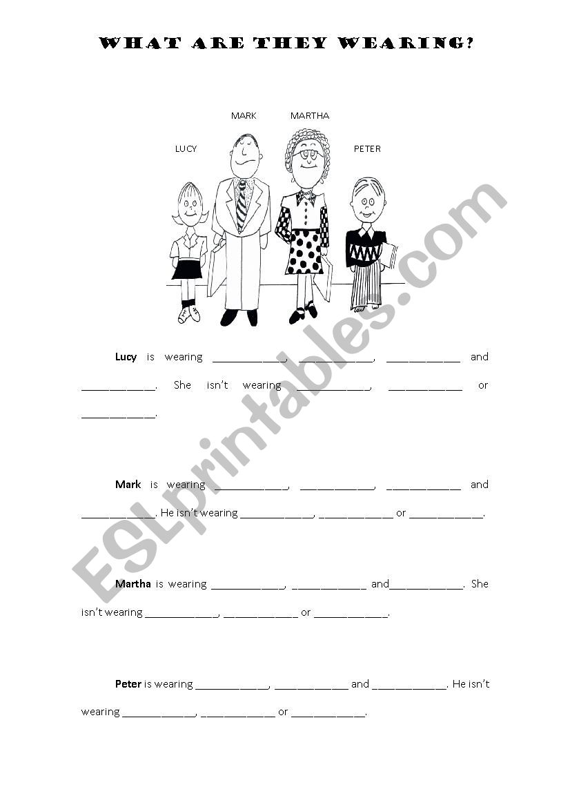 What are they wearing? worksheet